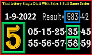 Thailand Lottery Single Digit Pairs Final Game 1-09-2022