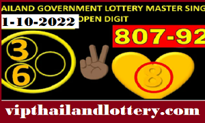 Thai Lottery Government Office HTF Single Digit 1st October 2022