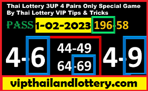 Thai Lottery 4 Pairs Only Special Game VIP Tips and Tricks 1-2-2023
