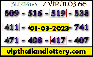 Thai Lottery 3UP HTF Tass and Touch paper 99.99 Win 1-03-2023