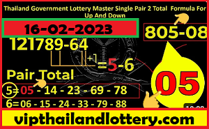 Thai Lottery Master Gold Non-missed Single Direct Pair 16-02-2023