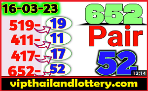 Thai Lottery 2 Digit Pass Pair Game Open For 16-03-2023