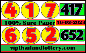 Thai lottery 100% Sure Paper 3up Single Digit 16.03.2023