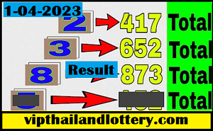 Thai lottery Result today 1-04-2023 Thailand Lottery 3up Total Set